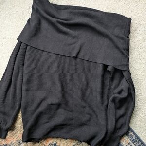 Primark Black Ribbed Off Shoulder Top